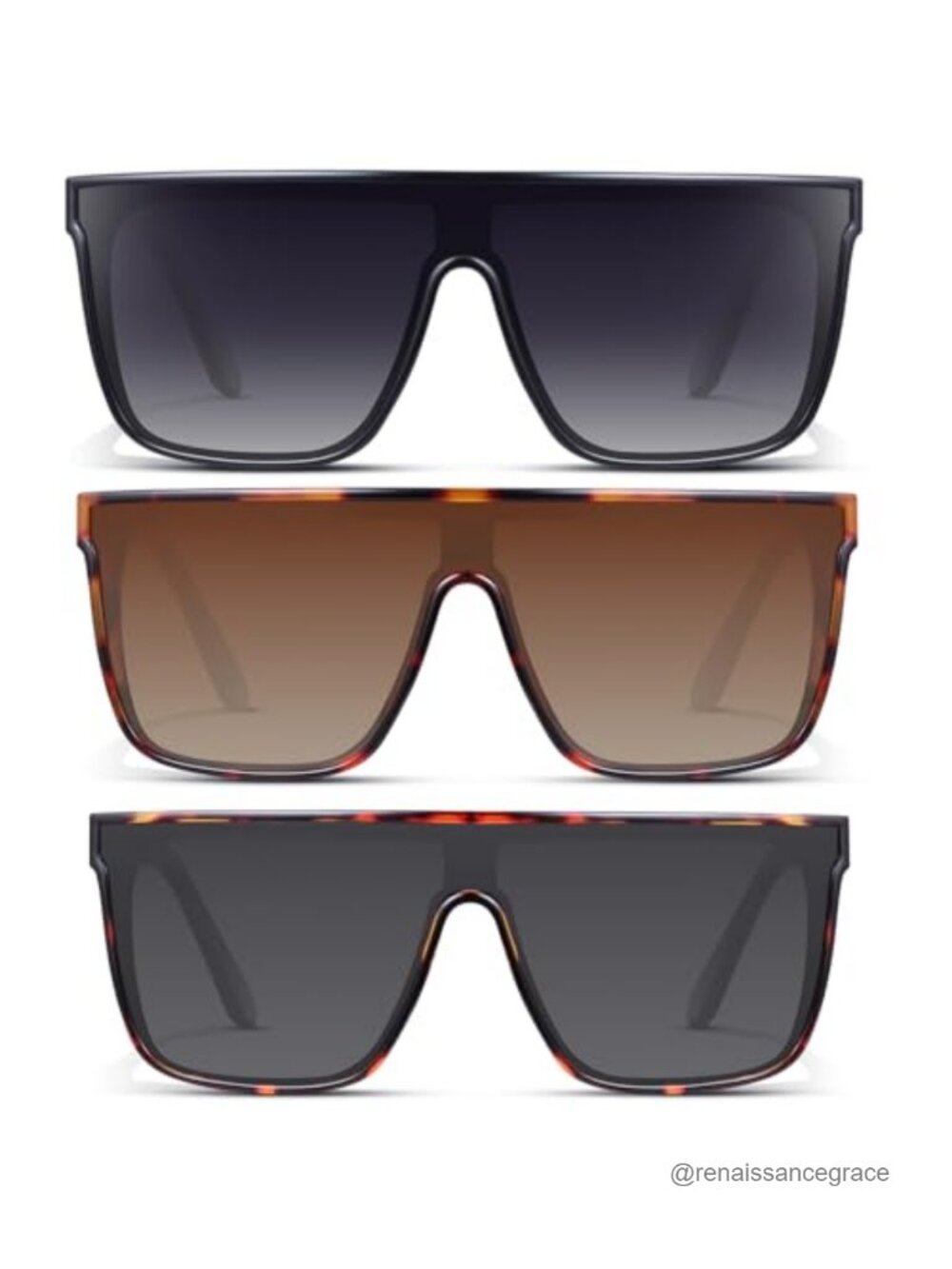 Oversized Square Sunglasses for Women - Retro Goggle UV Protection, Plastic